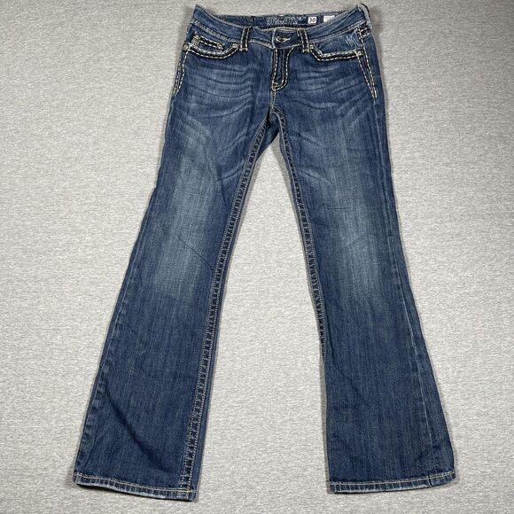 Miss Me Denim - Miss Me Bootcut Jeans Womens 30 Blue Medium Wash Mid Rise Embellished Denim